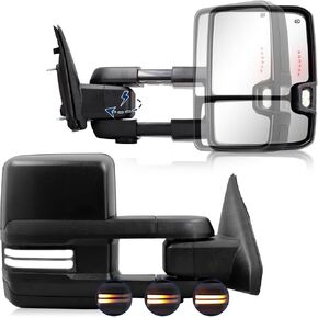 Power Folding Mirror Compatible with 2009-2018 Dodge Ram 1500 2500 3500 with Switchback Running Turn Signal Light Power Adjustment Tow Mirror Heated Puddle Light Power-Folding