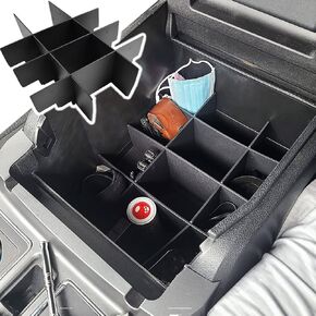 Center Console Organizer Dividers Compatible with Ford F150 2015-2020 (Full Console with Bucket Seats ONLY) Accessories, Insert Tray Divider Armrest ABS Secondary Storage