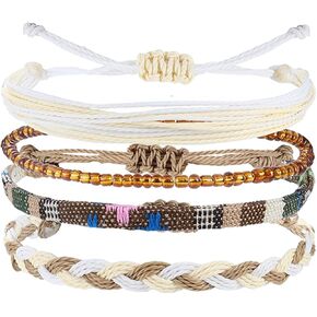 Beach Summer Ankle Bracelet for Women Handmade Braided Bracelet Adjustable Beaded Anklets String Ankle Bracelets Waterproof Surfer Beach Bracelet String Rope Ankle Bracelet Jewelry