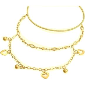 Stainless Steel Ankle Bracelet for Women, 14K Gold Plated Anklets Set 8.2"+2" Adjustable Waterproof Jewelry Gift