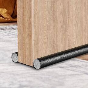 Under Door Draft Stopper Noise Blocker Adjustable Cuttable Door Stoppers for Bottom of Door Weather Stripping Door Seal Door Sweep Black 38"