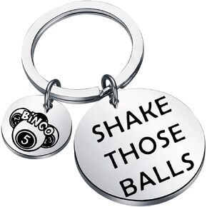 WUSUANED Funny Bingo Lover Gift Shake Those Balls Keychain With Bingo Ball Charm Lucky Bingo Casino Gambling Gift For Gambler