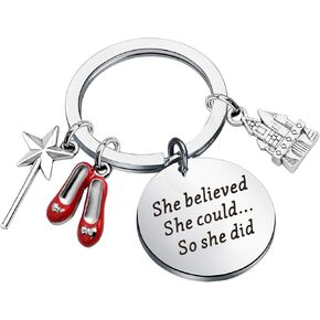 BAUNA Inspired Ruby Red Slippers Keychain She Could Movie Fan Jewelry