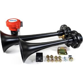 HornBlasters PsychoBlasters V2 Stealth Black Electric Horn Kit - LOUD Replacement for Stock Horn