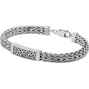 Biddy Murphy Heavy Sterling Silver Bracelet Men’s Trinity Knot Made in Ireland
