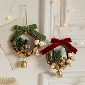 Christmas Jingle Bells Holiday Door Knob Hanger Decoration,Christmas Jingle Bells Door Hanger,Home Décor,Holiday Tree/Door/Wall Hanging Ornament for DIY (3PCS,with Pineal Decoration)
