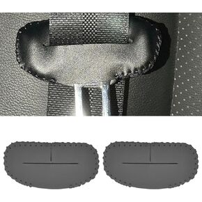 Car Seat Belt Buckle Cover Leather Seat Belt Silencer Clip Protector Seatbelt Silencer Decoration Accessories Style A for Most Vehicles 2PCS Black with Black Stitches