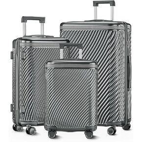 Luggage Sets 3 Piece, PC+ABS Suitcase with Spinner Wheels, TSA Lock Luggage Sets with Carry on Luggage (Dark Grey, 20"24"28")