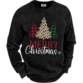 Arvilhill Mens Fleece Christmas Raglan Sweatshirt Retro Classic Funny Graphic Pullover (S-XXL)