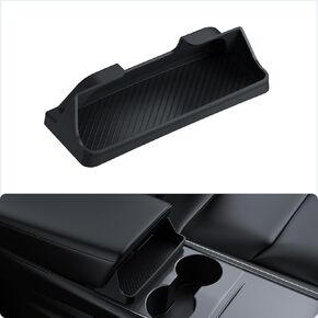 BASENOR Upgrade Tesla Model 3 Model Y Center Console Sunglasses Holder Armrest Box Silicone Eyeglasses Storage Box Key Card Holder 2021-2025 Accessories Interior Fit Model 3 Y with Refresh Console