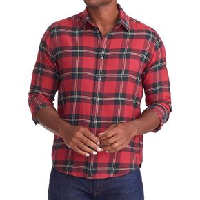 UNTUCKit Ardenga Flannel Shirt - Untucked Shirt for Men, Long Sleeve, Red Plaid, Slim Fit