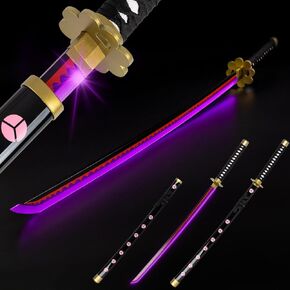 Adust Lighting Up Roronoa Zoro Sword Illuminated Anime Sword, Zoro Cosplay Costume 41 inch Overall, Japanese Zoro Katana Samurai Sword for Cosplay