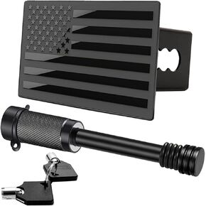 American Flag Metal Trailer Hitch Cover for 2 inch Receivers（with 5/8-Inch Pin Diameter Trailer Hitch Lock ）