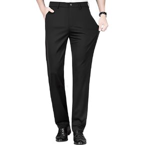 Slimastrouser Mens Stretch Dress Pants, Classic Fit Flat Front Pants Casual Mens Lightweight Golf Work Suit Pants (US, Waist Inseam, 38, 31, Black)