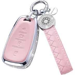 for Chevy Key Fob Cover with Keychain, Key Case Protection Shell Compatible with Chevrolet Equinox Malibu Cruze Camaro Tahoe Silverado Traverse Blazer Sonic (White, 4 Buttons, Trunk)