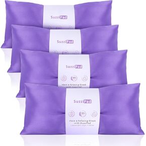 SuzziPad Lavender Eye Pillows for Relaxation with Aromatherapy, Weighted Eye Mask for Sleeping, Meditation, Hot & Cold Eye Compress for Dry Eyes, Relaxation Options for Women, Yoga Eye Pillow, 4 Pack