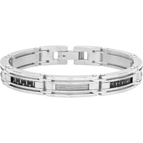 Men's Stainless Steel Carbon Fiber Link Bracelet Collection - Sophisticated Strength Choice of Colors