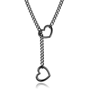 WCRAZYE Heart O-ring Slip Chain Necklace for Women Punk Gothic Stainless Steel Cuban Necklace Rock Cuban Long Necklace Adjustable Lariat Y-Necklace