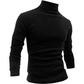 Men's Turtleneck Lightweight Tops Pullover Slim Fit Solid Base Thin Long Sleeve Underwear Tops High Neck Blouse T-Shirt
