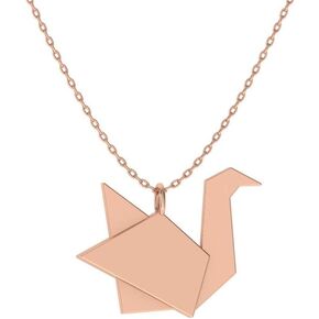 Diamondere Natural and Certified Origami Swan Necklace in 10k Rose Gold | Pendant with Chain