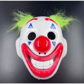Halloween Clown Mask Horror Clown Cosplay Masks Plastic Scary Monster Masquerade Party Props for Adults Women & Men (Red White, One Size)