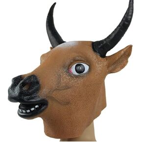 Gmasking Natural Latex Khaki Cow Bull Head Mask for Halloween Christmas Party Costume Props
