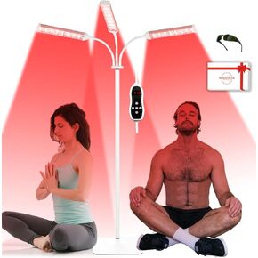 Red Light Therapy Lamp- 660nm Red Light,850nm & 940nm Infrared Light Therapy with Height Adjustable Stand,Timer with Digital Display - Effective for Body Pain and Skin Vitality，3 Head