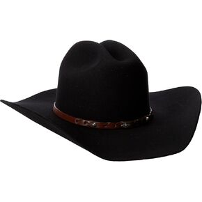 Justin Men’s Lone Star Hat - 2X 100% Wool - 4" Brim - Black