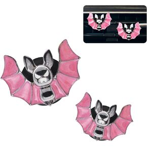 Bat Air Vent Clips 2pcs Pink Black Vampire Bat Car Air Freshener Vent Clips Cute Goth Car Accessories Gothic Car Decor Halloween Car Charm Gfit Refillable Car Essential Oil Outlet Diffusers