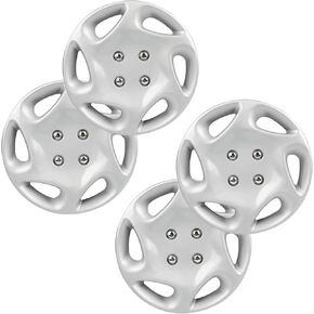 Universal Wheel Cover ABS 13" Silver Hub Caps -Set of 4 Full Heat & Impact Resistant Grade