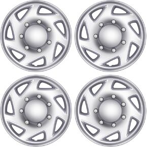 4-Pack Hubcaps Wheel Covers Compatible with Ford Van 1998-2023: Ford Truck-MTD E250 / E350 / E450 / E550 2008-2023, Ford Econoline 1998-2014; 16 inch 16" (Silver Color)