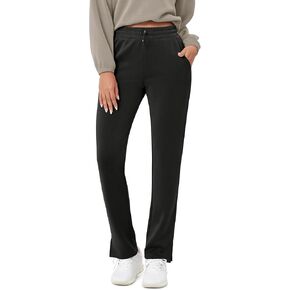 ODODOS Women's Modal Soft Split-Hem High Waist Pants with Pockets Adjustable Shockcord Casual Lounge Pants