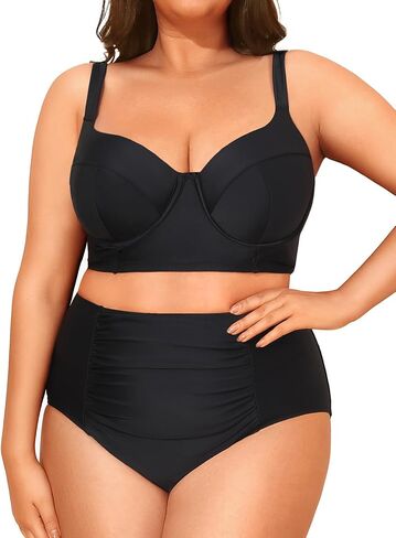 Tempt Me Women Plus Size Underwire بيكيني - قطعتين ملابس سباحة عالية الخصر بدلة استحمام 2025 ملابس سباحة in Kuwait