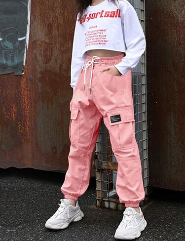 Little Girls Cargo Pants Elastic Waist Cargo Jogger Pants with Pockets in Saudi Arabia