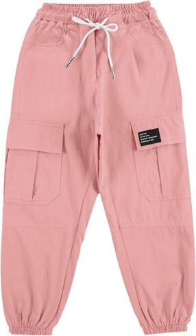 Little Girls Cargo Pants Elastic Waist Cargo Jogger Pants with Pockets in Saudi Arabia
