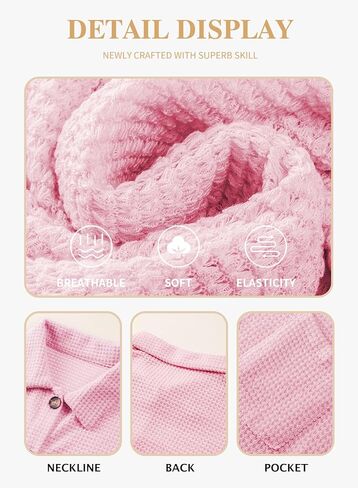 Eytino Womens Plus Size Boyfriend Shirts Casual Long Sleeve Button Down Oversized Waffle Knit Shacket Jacket(1X-5X) in Kuwait