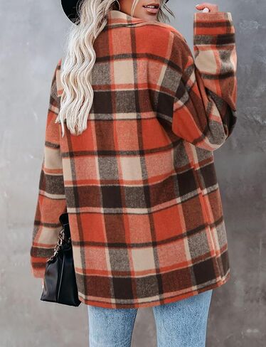 ZOLUCKY Womens Shackets Jacket Plus Size Long Sleeve Button Down Shirts Blouses Tops in Kuwait