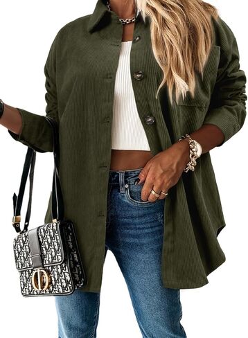 جاكيت ZOLUCKY للسيدات مقاس كبير وأكمام طويلة وأزرار سفلية وقمصان وبلوزات علوية in Kuwait