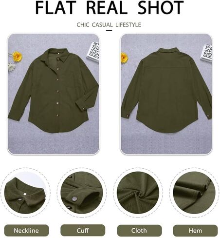 جاكيت ZOLUCKY للسيدات مقاس كبير وأكمام طويلة وأزرار سفلية وقمصان وبلوزات علوية in Kuwait