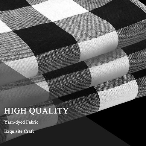 2 حزمة أسود أبيض الجاموس تحقق منقوشة نافذة الستائر مزرعة تصميم البلد الستائر متقلب الستائر لغرفة المعيشة غرفة نوم المطبخ 55 × 15 بوصة طول in Kuwait