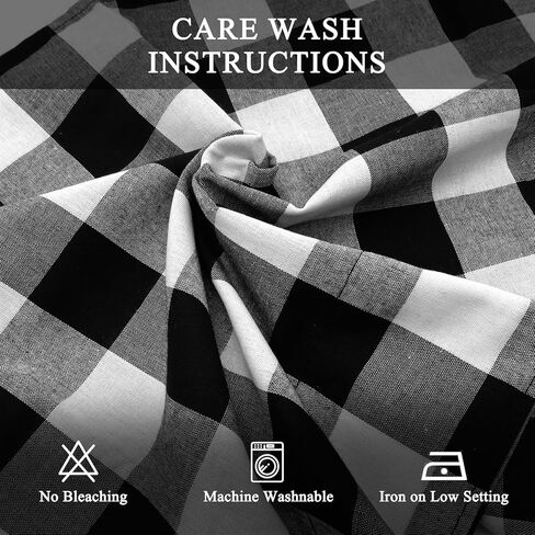 2 حزمة أسود أبيض الجاموس تحقق منقوشة نافذة الستائر مزرعة تصميم البلد الستائر متقلب الستائر لغرفة المعيشة غرفة نوم المطبخ 55 × 15 بوصة طول in Kuwait