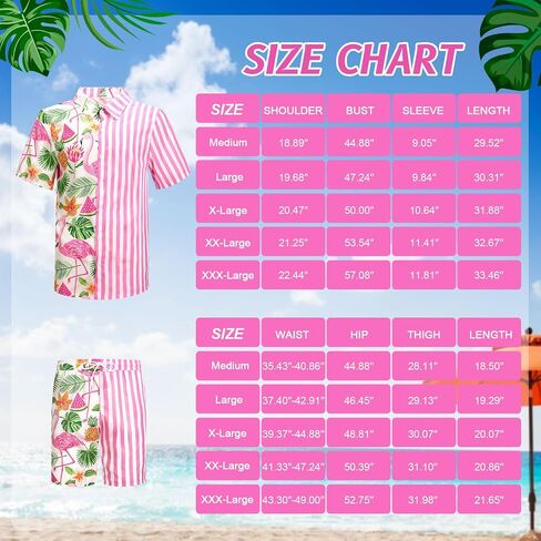 Harloon 4Pcs Mens Hawaiian Shirt and Short Set Beach Outfit Flamingo Print Halloween Tropical Suit with Bucket Hat Sunglasses in Kuwait