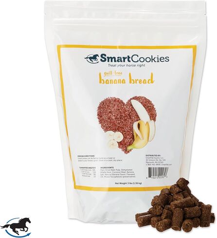 ملفات تعريف الارتباط الذكية SMARTPAK | علاجات صحية للخيول مصنوعة من دقيق جوز الهند، ولب البنجر، والبرسيم، وزيت بذور الكتان | حلوى الحصان الخالية من السكر | كوكيز نكهة كعكة الجزر للخيول، حقيبة 3 رطل in Saudi Arabia