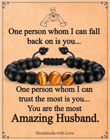 هدايا عيد الميلاد للرجال من إم موهام - أساور من الحجر الطبيعي للأب، الصديق، الزوج، الابن، الحفيد، هدايا الأخ للرجال المراهقين in Kuwait