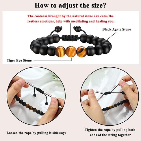 M MOOHAM Christmas Gifts for Men Bracelets - Natural Stone Bracelets for Dad, Boyfriend, Husband, Son, Grandson, Brother Gifts for Men Teens in Saudi Arabia