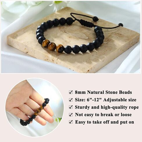 M MOOHAM Christmas Gifts for Men Bracelets - Natural Stone Bracelets for Dad, Boyfriend, Husband, Son, Grandson, Brother Gifts for Men Teens in Saudi Arabia