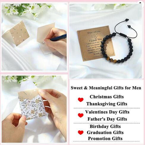 M MOOHAM Christmas Gifts for Men Bracelets - Natural Stone Bracelets for Dad, Boyfriend, Husband, Son, Grandson, Brother Gifts for Men Teens in Saudi Arabia