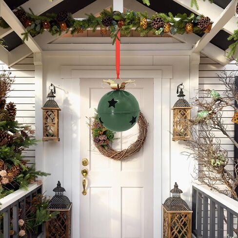 Christmas Large Jingle Bells, 8 inch Jumbo Christmas Decorative Bells for Tree Mantel Indoor Outdoor Metal (Green) in Saudi Arabia