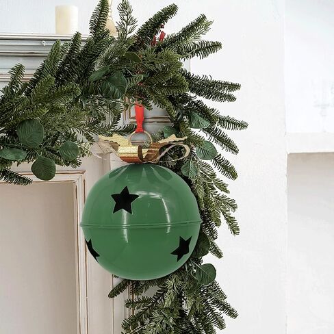 Christmas Large Jingle Bells, 8 inch Jumbo Christmas Decorative Bells for Tree Mantel Indoor Outdoor Metal (Green) in Saudi Arabia