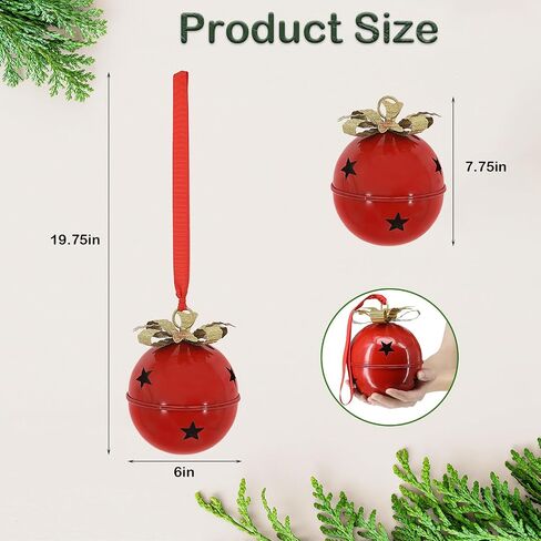 Christmas Large Jingle Bells, 8 inch Jumbo Christmas Decorative Bells for Tree Mantel Indoor Outdoor Metal (Green) in Saudi Arabia